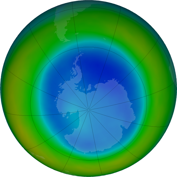 Antarctic ozone map for August 2023